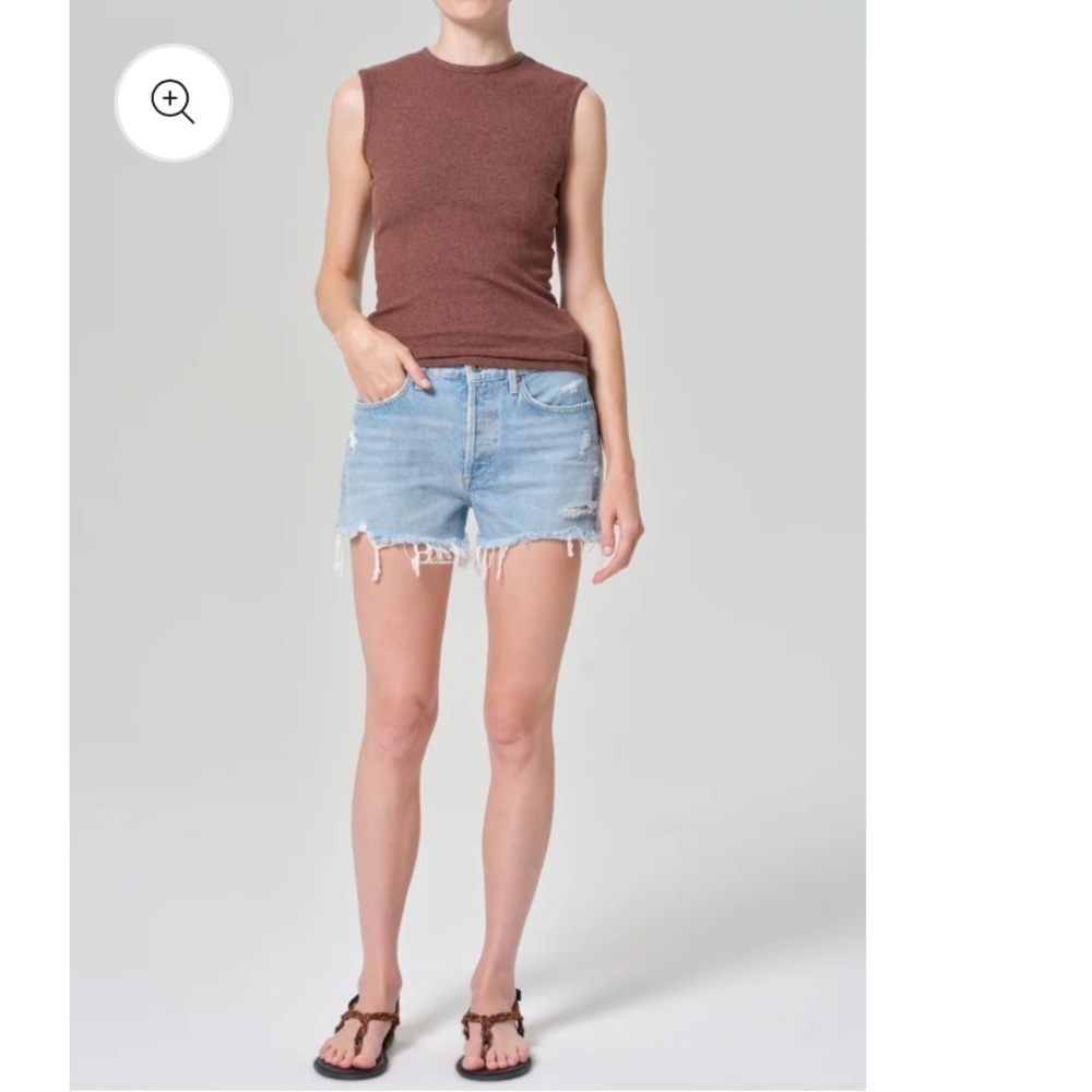Agolde Light Blue High Waist PARKER VINTAGE CUT OFF SHORT